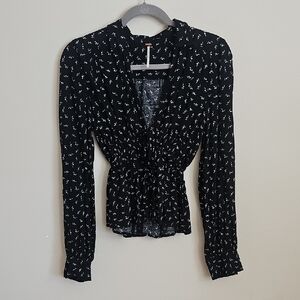 Free People Black Floral Women's Top